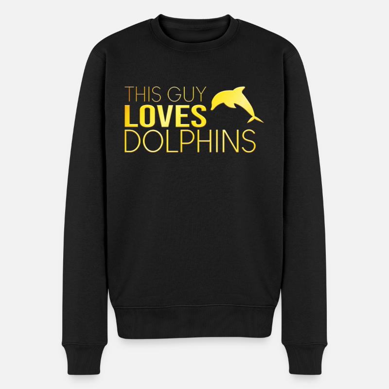 This guy loves dolphins - Men's Premium Organic Jumper - black