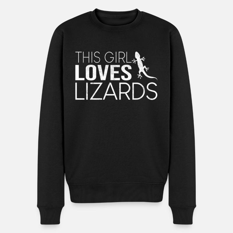 Dieses Mädchen liebt Eidechsen - Männer Premium Bio Pullover - Schwarz