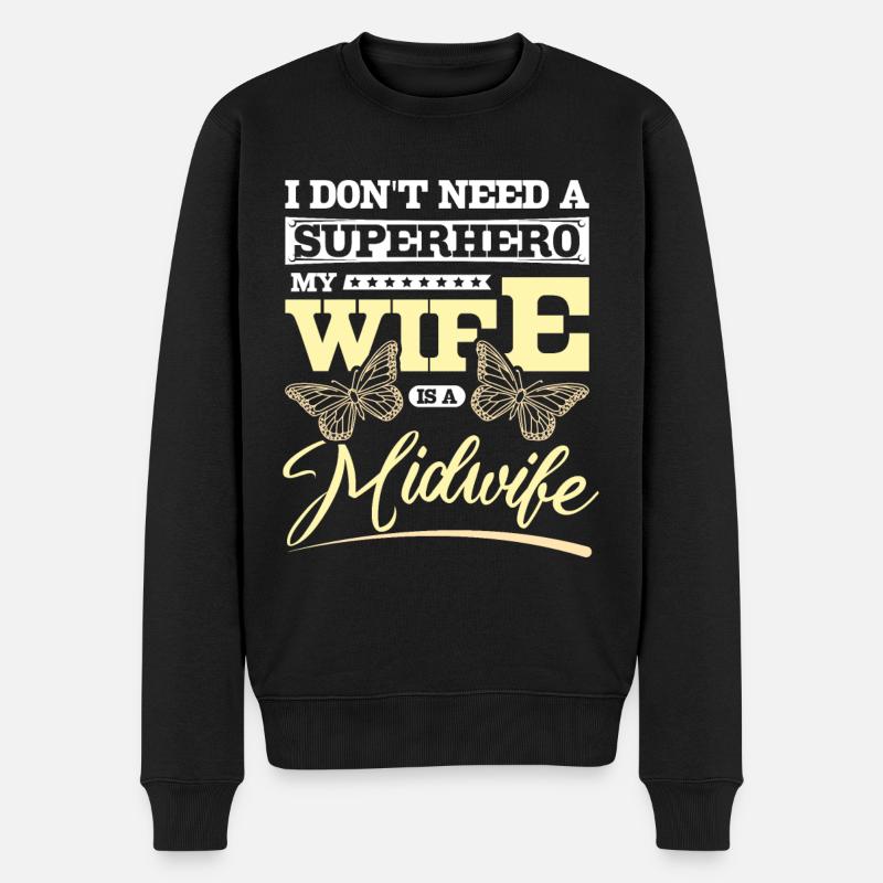 Retired but always a midwife at heart - Männer Premium Bio Pullover - Schwarz