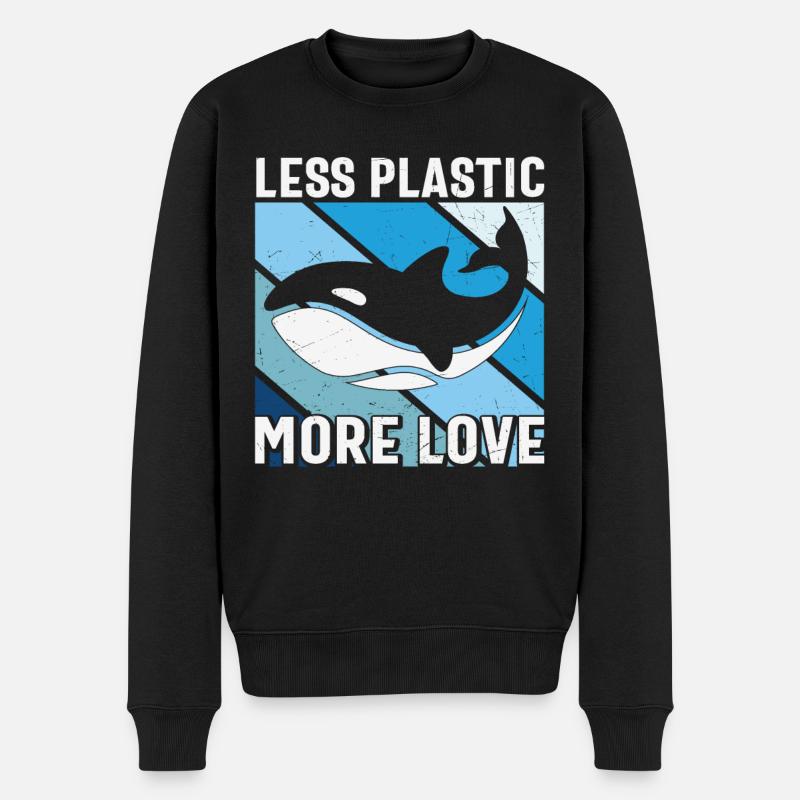 Moins de plastique Plus d’amour Sauver la mer Orque Baleine - Pull Premium bio Homme - noir