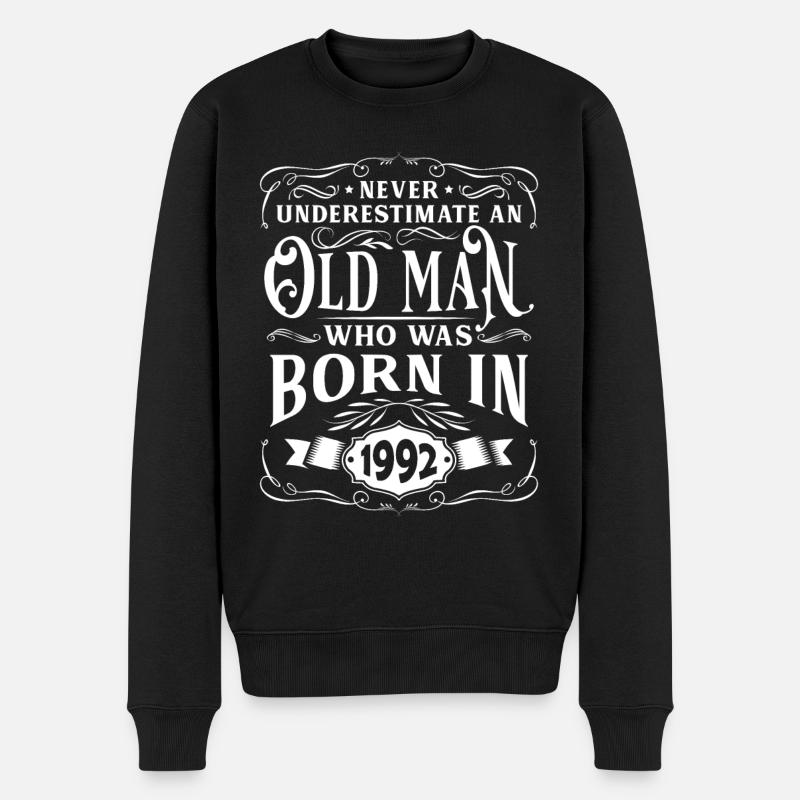 1992 Geburtstag Party Alter Baujahr Oktober - Männer Premium Bio Pullover - Schwarz