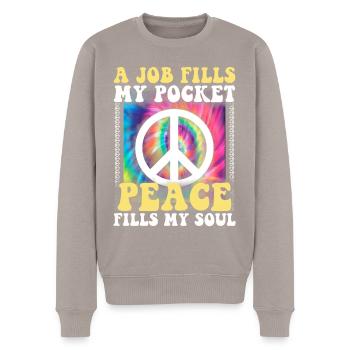 Hippie Tshirt Mouvement pour la Paix Woodstock Boho Groove - Pull Premium bio Homme - taupe - Devant - Nico (187cm)