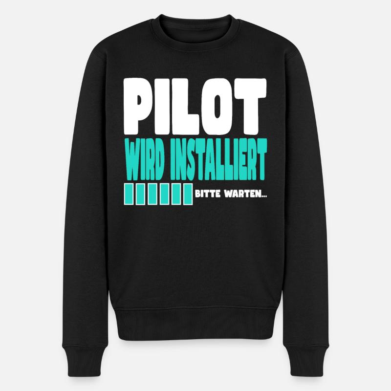 Pilot wird installiert - Männer Premium Bio Pullover - Schwarz