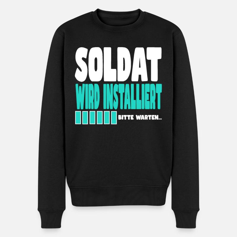 Soldat wird installiert - Männer Premium Bio Pullover - Schwarz