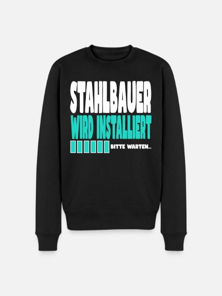 Stahlbauer wird installiert - Männer Premium Bio Pullover - Schwarz