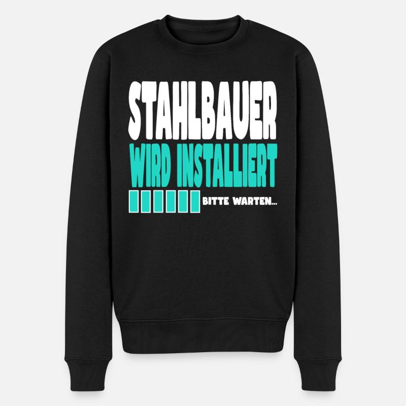 Stahlbauer wird installiert - Männer Premium Bio Pullover - Schwarz