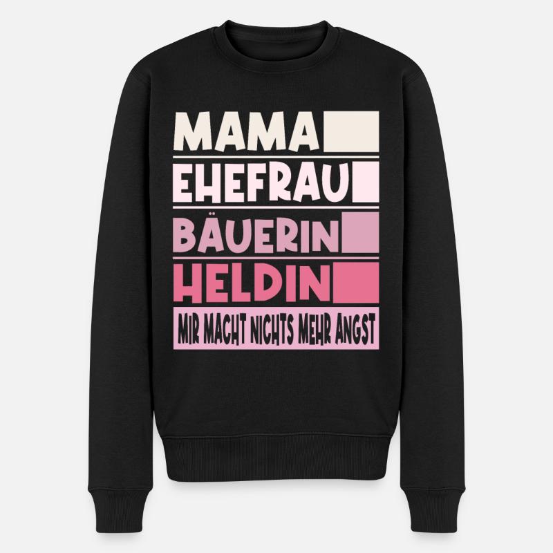 Bäuerin Mama Ehefrau Heldin - Männer Premium Bio Pullover - Schwarz