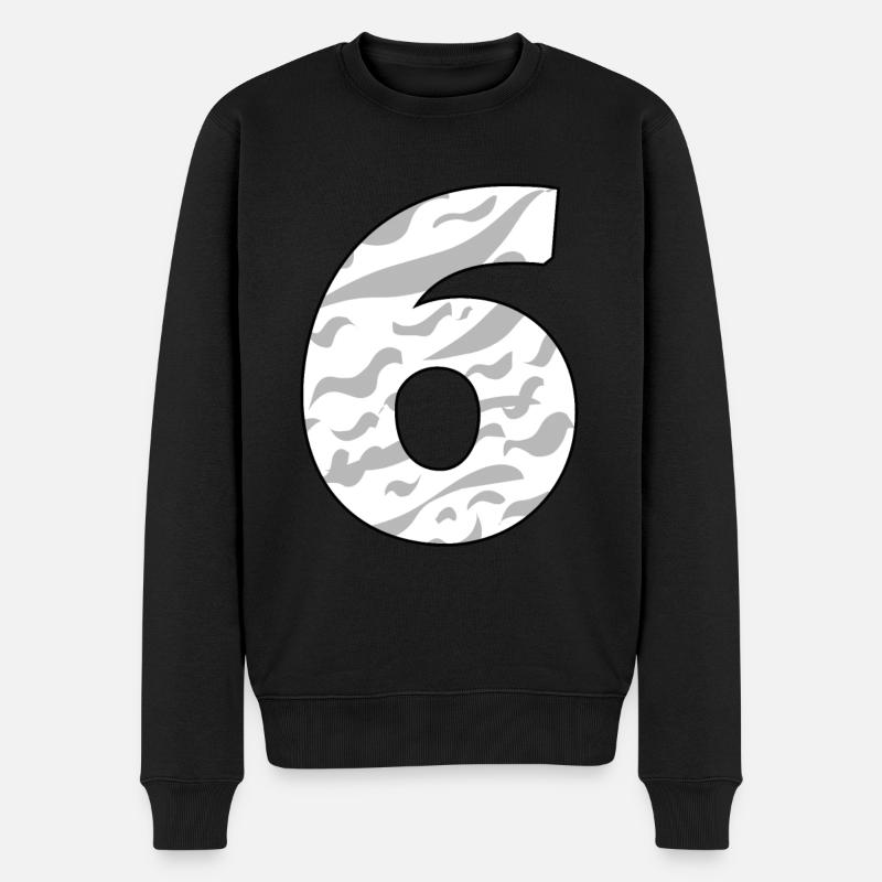 Sechs - 6 - Männer Premium Bio Pullover - Schwarz
