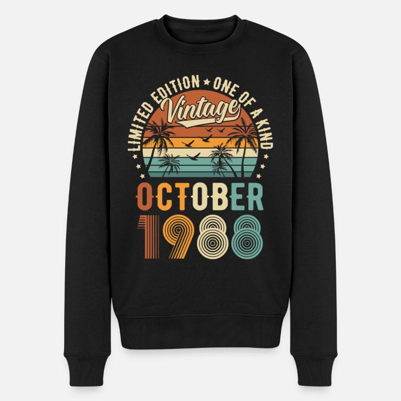 Limited Edition Oktober 1988 Geburtstag Geschenk - Männer Premium Bio Pullover - Schwarz