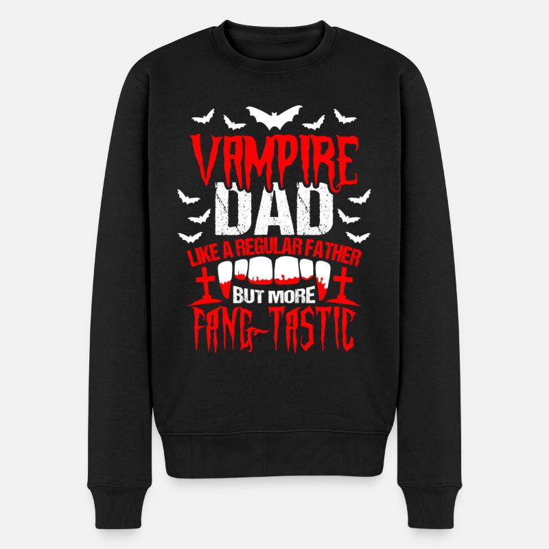 Vampir Papa Halloween - Männer Premium Bio Pullover - Schwarz
