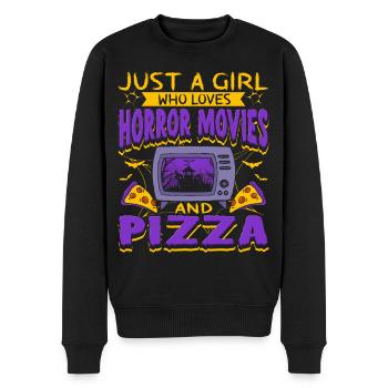 Juste une fille qui aime les films d’horreur et la pizza - Pull Premium bio Homme - noir - Devant - Nico (187cm)