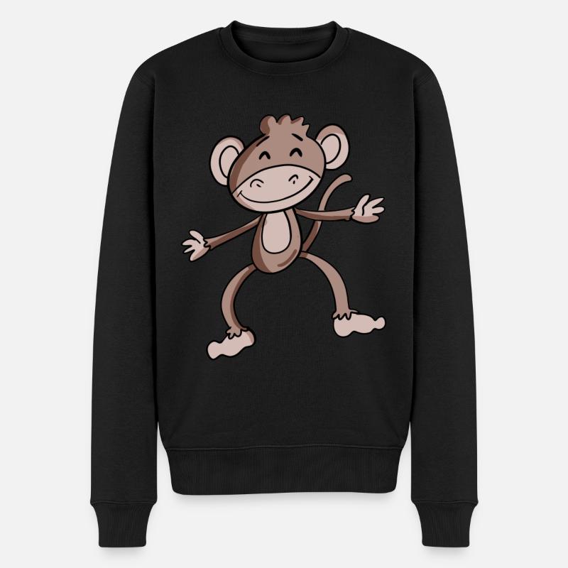 Niedlicher Affe - Männer Premium Bio Pullover - Schwarz