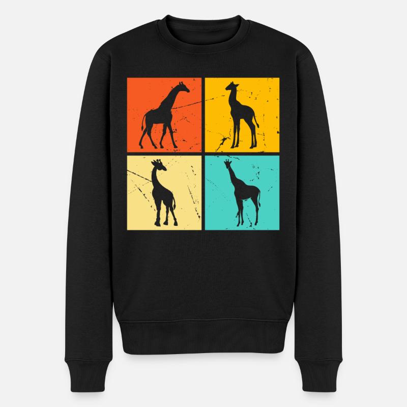 Giraffe Retro Giraffes Sunset Giraffe Lover - Retr - Männer Premium Bio Pullover - Schwarz