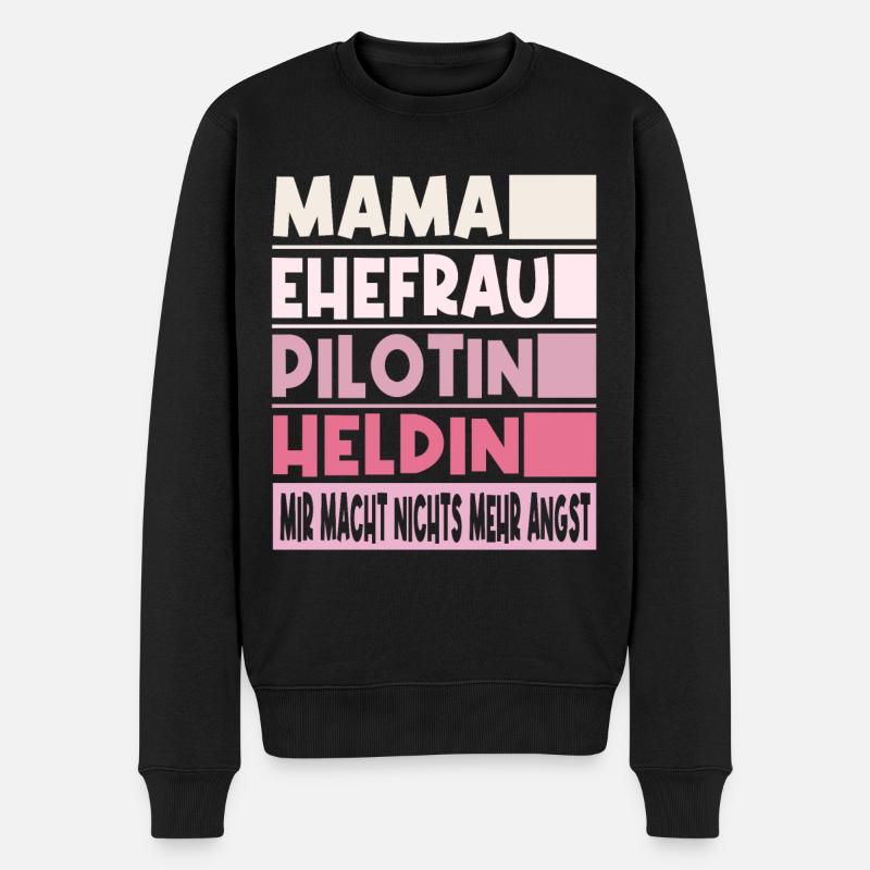 Pilotin Mama Ehefrau Heldin - Männer Premium Bio Pullover - Schwarz