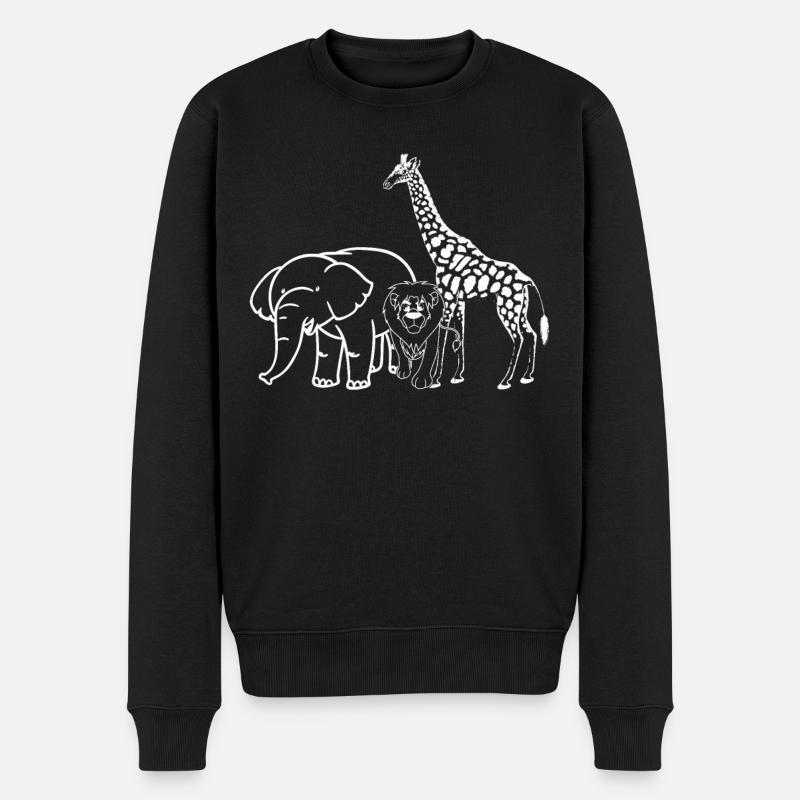 Elephant Lion Giraffe - Männer Premium Bio Pullover - Schwarz