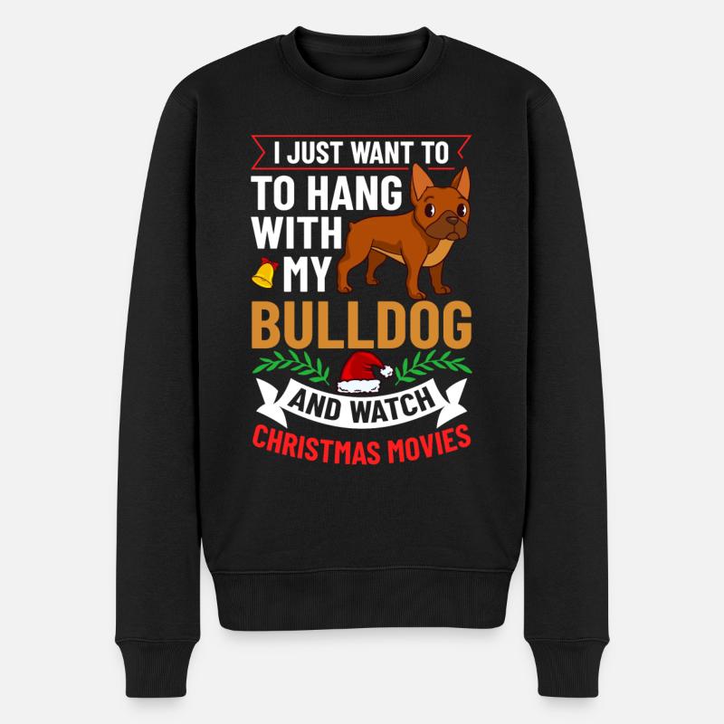 Englische Bulldogge Hund Welpen Weihnachten - Männer Premium Bio Pullover - Schwarz