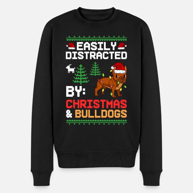 Chien Bulldog anglais Chiots Noël - Pull Premium bio Homme - noir
