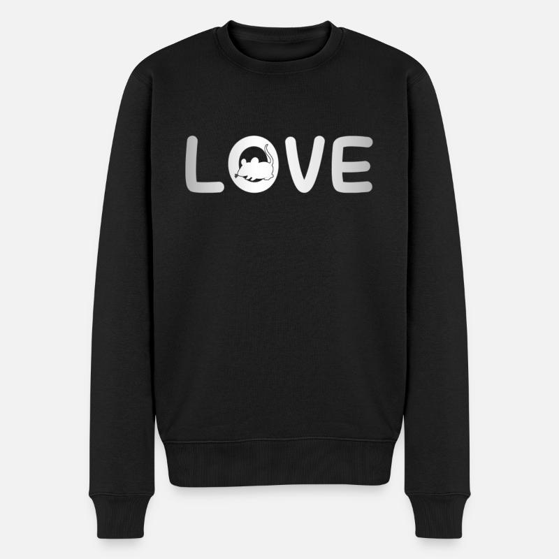 Maus Liebe - Männer Premium Bio Pullover - Schwarz