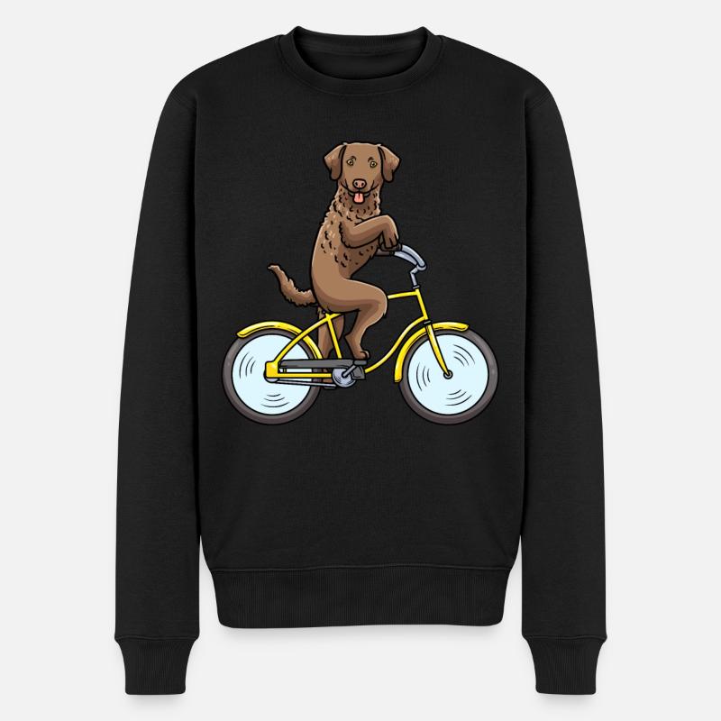 Chesapeake Bay Retriever Hund Auf Fahrrad - Männer Premium Bio Pullover - Schwarz