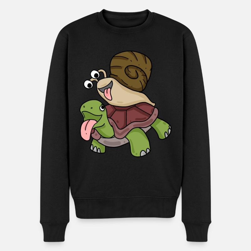Schildkröte und Schnecke - Männer Premium Bio Pullover - Schwarz