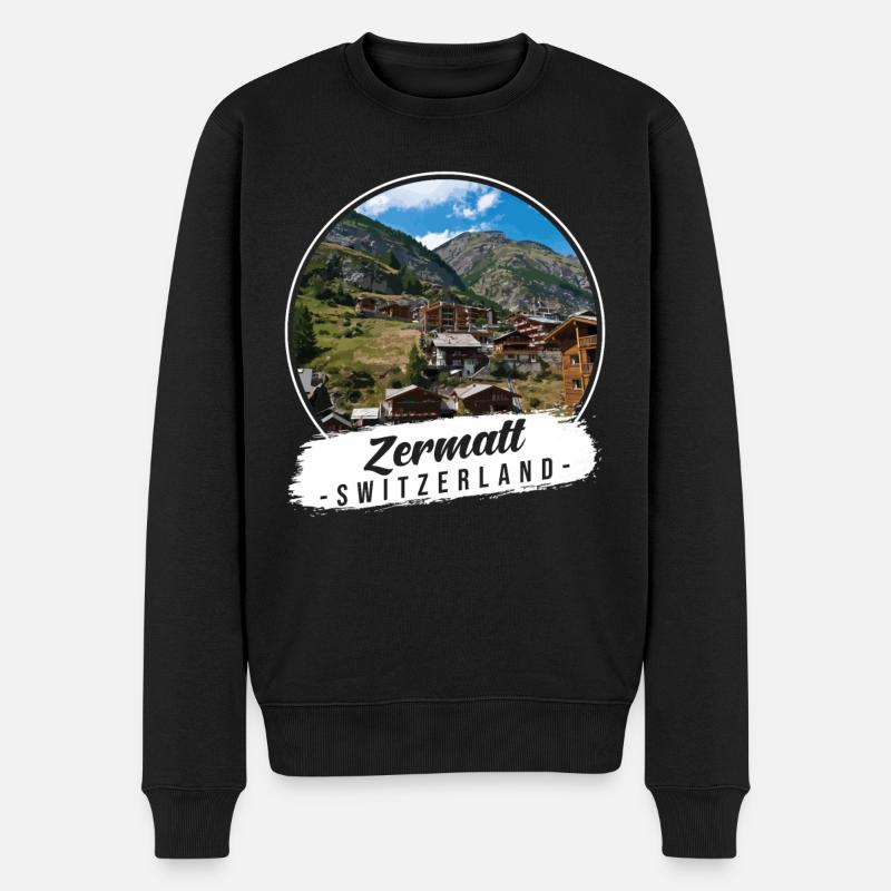 Zermatt Schweiz Souvenir - Männer Premium Bio Pullover - Schwarz