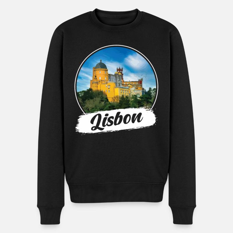 Lissabon Souvenir - Männer Premium Bio Pullover - Schwarz