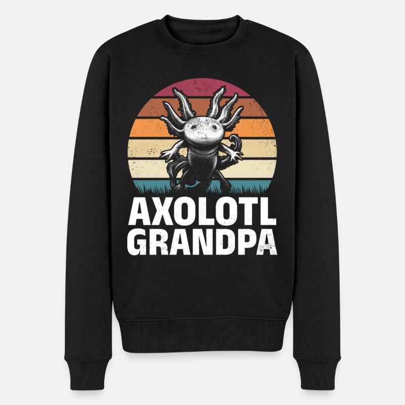 Axolotl Grandpa Axolotl Lover Kawaii Axolotl - Männer Premium Bio Pullover - Schwarz