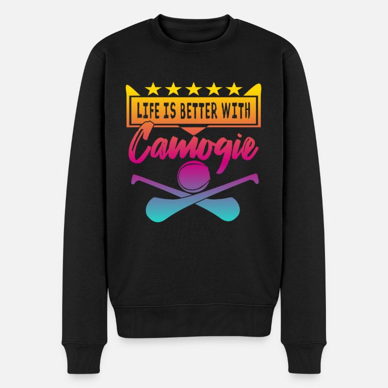Life is better with Camogie - Männer Premium Bio Pullover - Schwarz