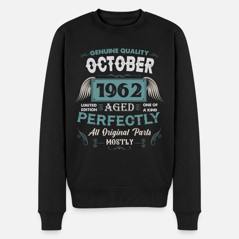 Octobre 1962 Vintage Cadeau d’anniversaire - Pull Premium bio Homme - noir