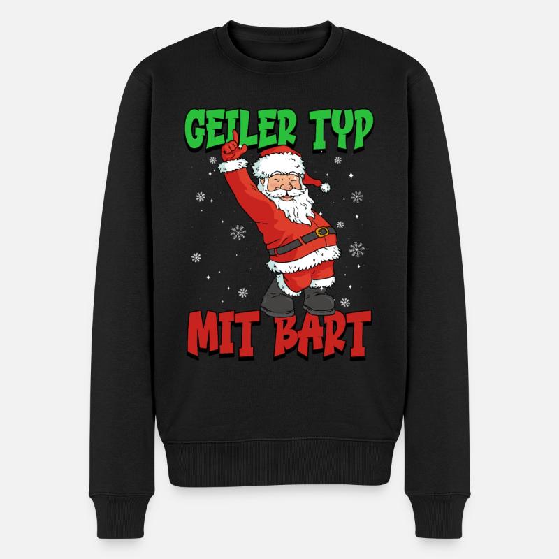 Bart Weihnachten - Männer Premium Bio Pullover - Schwarz