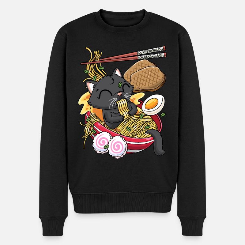 Kawaii Black Cat Ramen Noodles Anime Lovers - Pull Premium bio Homme - noir