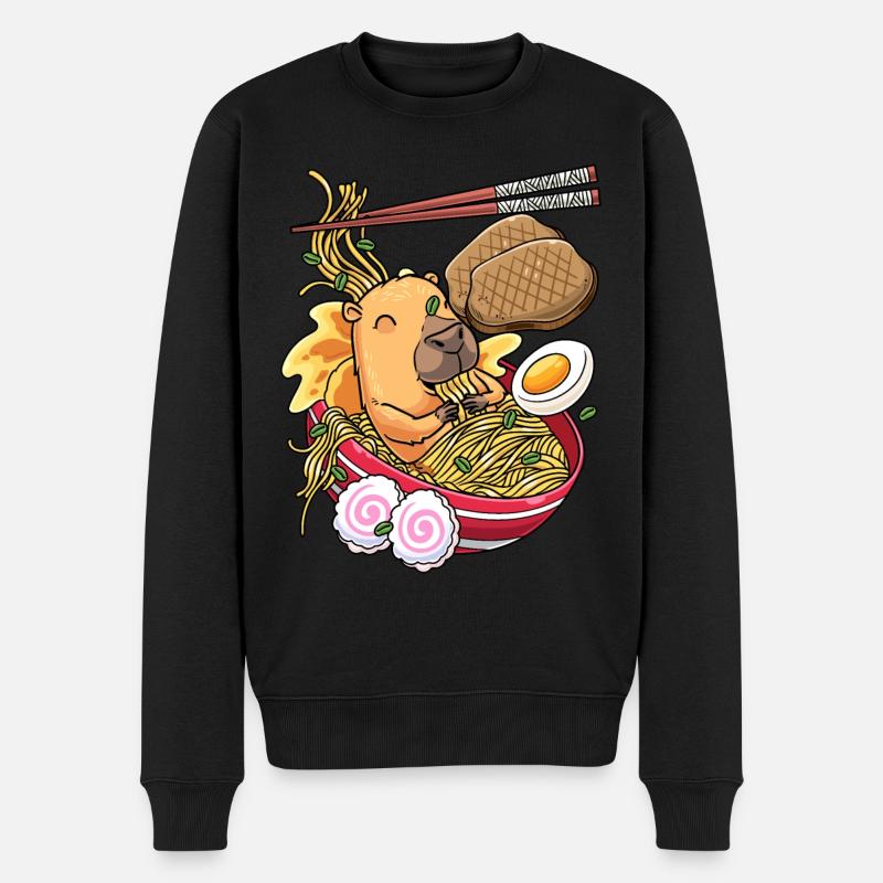 Kawaii Capybara Ramen-nudeln Japanisches Essen - Männer Premium Bio Pullover - Schwarz