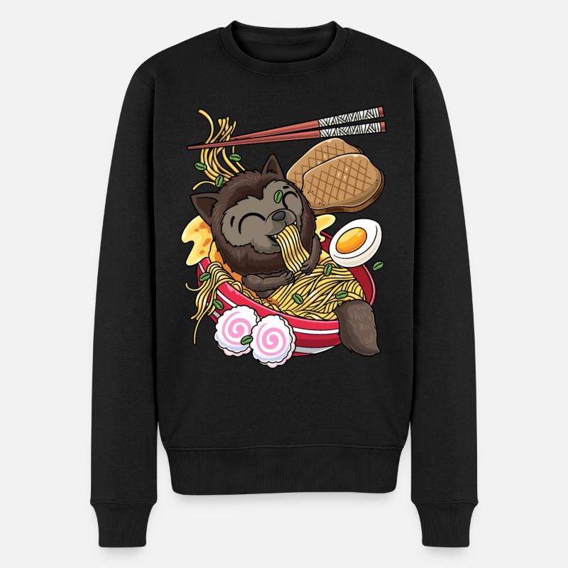 Kawaii Werwolf Ramen Halloween Nudeln Anime - Männer Premium Bio Pullover - Schwarz