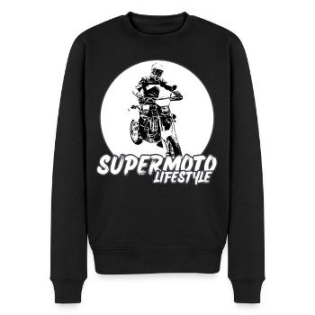 Supermoto / Supermotard / Supermoto Wheelie Biker - Männer Premium Bio Pullover - Schwarz - Vorne - Nico (187cm)