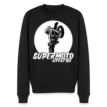 Supermoto / Supermotard / Supermoto Wheelie Biker - Männer Premium Bio Pullover - Schwarz - Vorne - Nico (187cm)