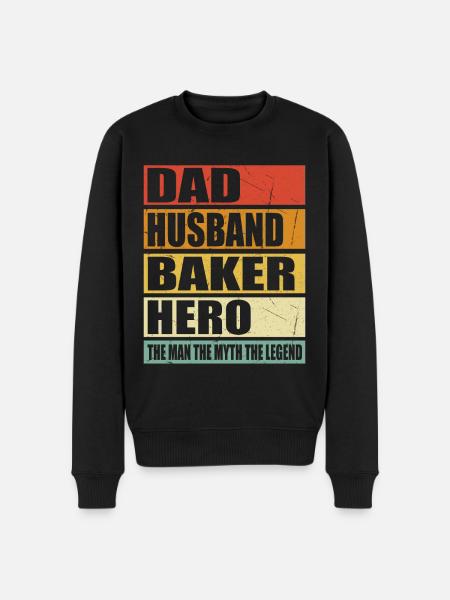 Father Husband Baker Held - Men's Premium Organic Jumper - black