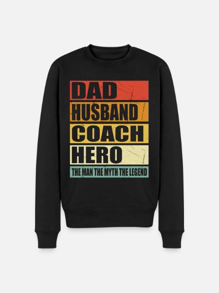 Vater Ehemann Trainer Held - Männer Premium Bio Pullover - Schwarz