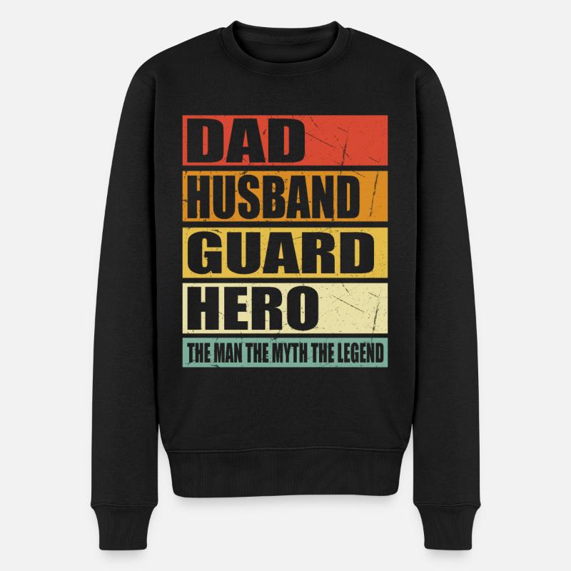 Vater Ehemann Wachmann Held - Männer Premium Bio Pullover - Schwarz