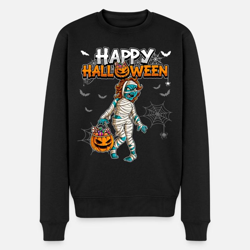 Halloween Mädchen Mumie - Männer Premium Bio Pullover - Schwarz
