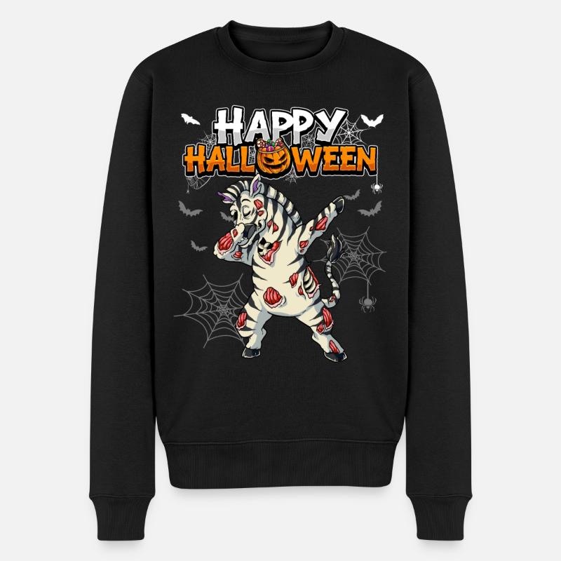 Halloween Zebra Zombie - Männer Premium Bio Pullover - Schwarz