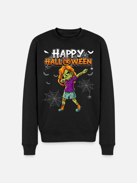 Halloween Mädchen Zombie - Männer Premium Bio Pullover - Schwarz
