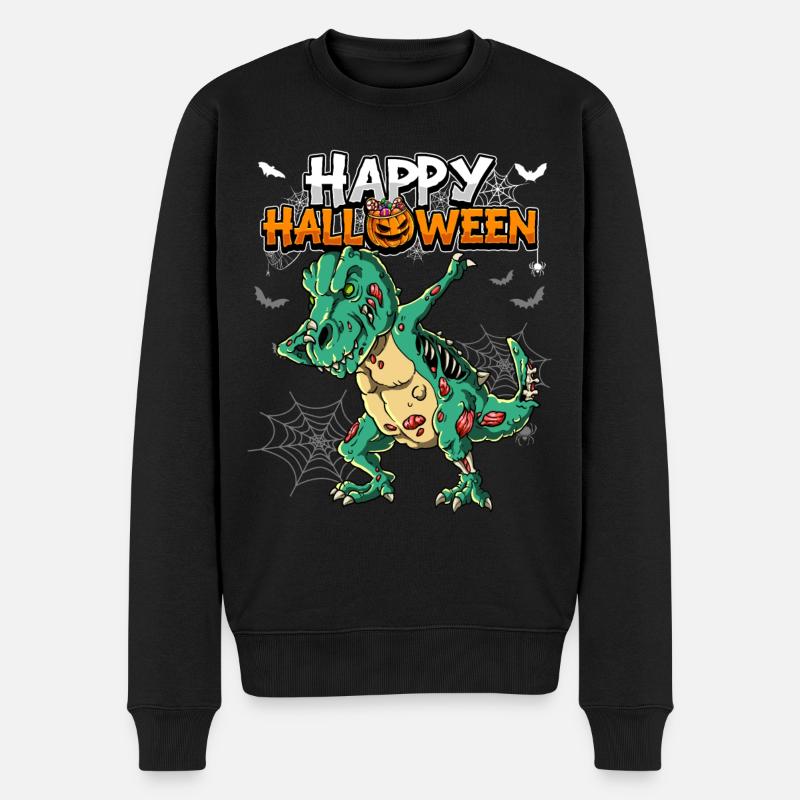 Halloween T-Rex Zombie - Männer Premium Bio Pullover - Schwarz