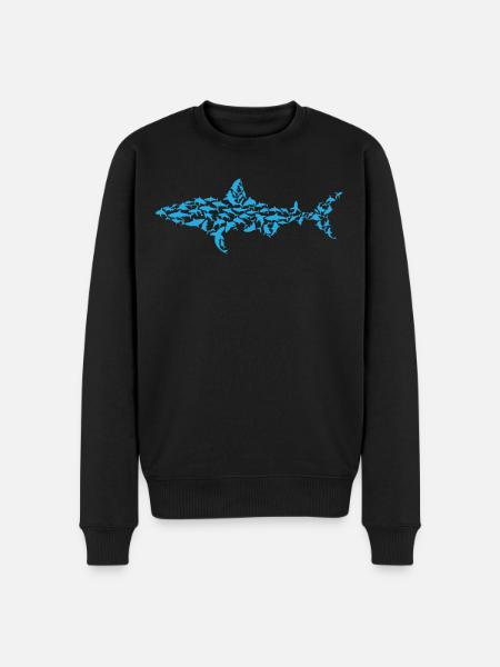 Grote Witte Haai Vis - Haaien Silhouet Wit S - Mannen Premium Bio sweater - zwart