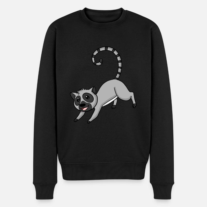 Lemur für Kinder - Männer Premium Bio Pullover - Schwarz