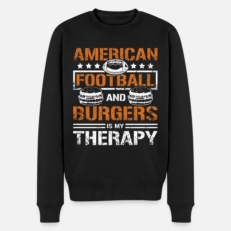 American football and burger is my therapy - Männer Premium Bio Pullover - Schwarz