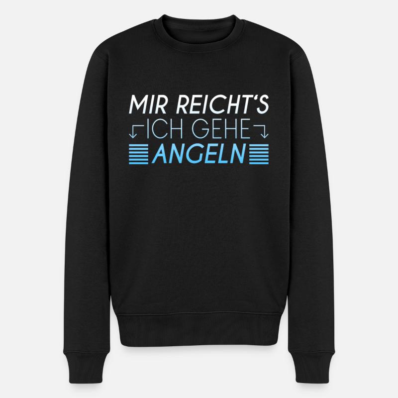 Angeln Spruch - Männer Premium Bio Pullover - Schwarz
