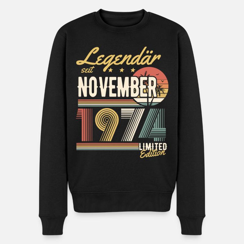Legendär Seit November 1974 Geburtstag Geschenk - Männer Premium Bio Pullover - Schwarz