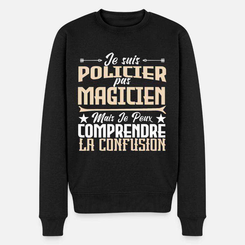 Je Suis Policier, pas Magicien - Pull Premium bio Homme - noir