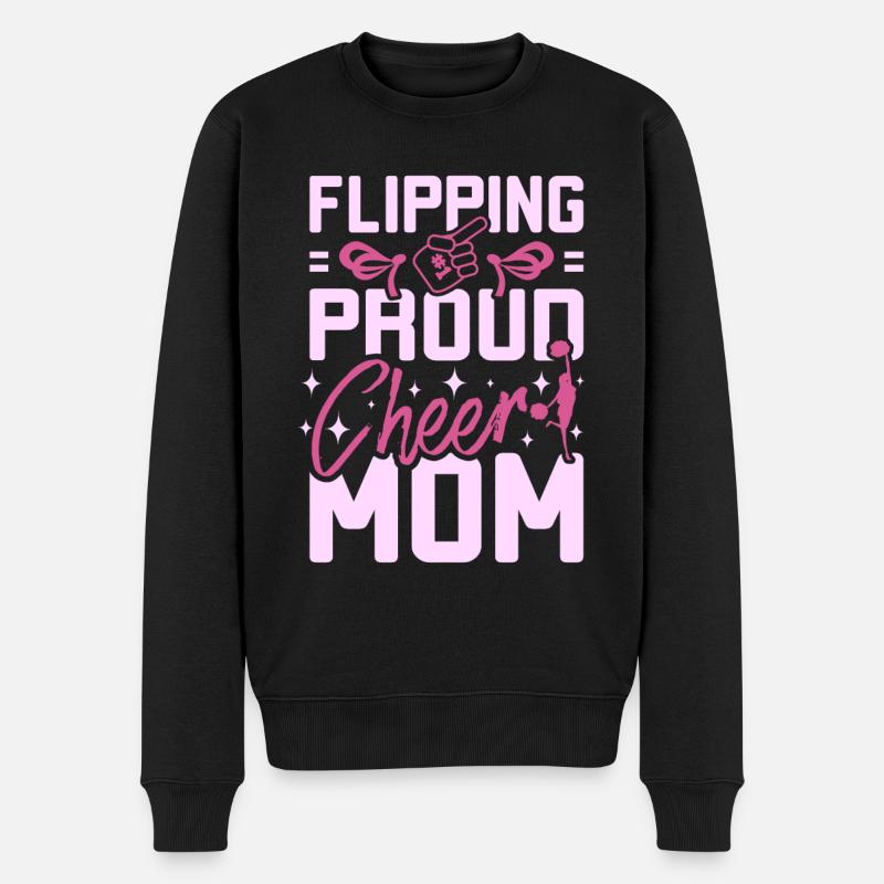 Flipping proud cheer mom - Männer Premium Bio Pullover - Schwarz