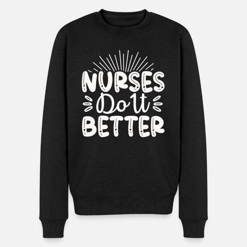 Krankenschwestern machen es besser - Männer Premium Bio Pullover - Schwarz